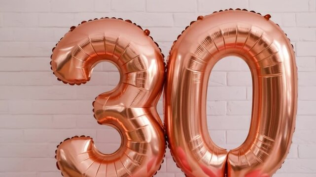Rose gold thirty balloons happy birthday celebration