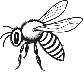 Sophisticated Bee Vector Drawing with Artistic Black Lines Stylish Black Bee Icon with Minimalist Vector Linework