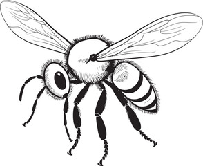 Elegant Bee Logo Design in Classic Black Vector Illustration Sophisticated Black Bee Vector Icon with Clean Line Detailing