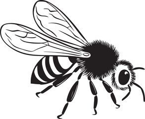 Modern Bee Vector Icon in Classic Black Line Style Stylish Bee Illustration Featuring Bold Black Vector Elements