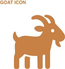 Orange Goat Silhouette with Neon Glow on Gray Background – Vector Illustration