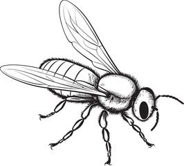Artistic Bee Vector Logo in Classic Black Line Art Style Stylish Black Bee Drawing Featuring Bold Vector Linework