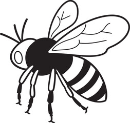 Graceful Bee Icon in Artistic Black Line Design Elegant Bee Vector Drawing Featuring Bold Black Lines