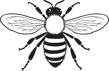 Fototapeta premium Modern Bee Drawing in Bold Black Vector Design Sophisticated Bee Vector Illustration with Elegant Details