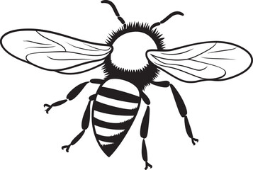 Graceful Bee Logo Featuring Black Line Art and Clean Aesthetics Stylish Bee Vector Icon with Flowing Black Lines