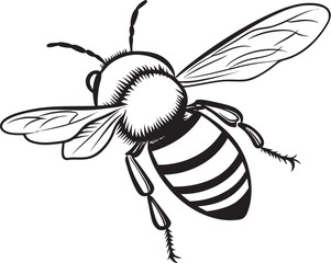 Elegant Bee Vector Illustration with Smooth Black Lines Modern Bee Logo with Artistic Black Vector Details