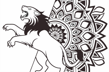 Lion Zen: Mandala Coloring Pages for Kids & Adults