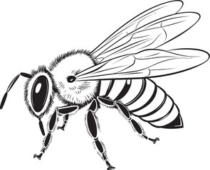 Bold Bee Vector Logo with Modern Black Line Style Stylish Bee Drawing Featuring Clean Black Outlines