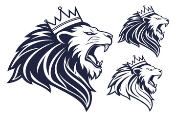 Noble Roar: Lion Head Vector Silhouettes