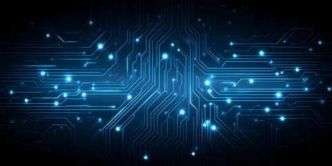 Futuristic Circuit Board Pattern Glowing Blue Lines Abstract Background