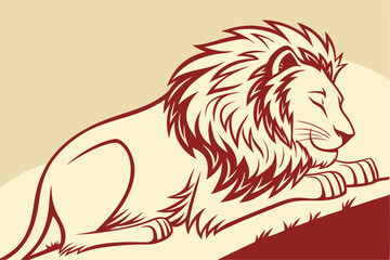 The Gentle King: Resting Lion Logo Illustration