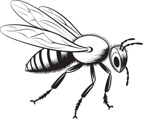 Graceful Bee Vector Icon with Flowing Black Line Elements Stylish Bee Illustration in Classic Black Vector Style