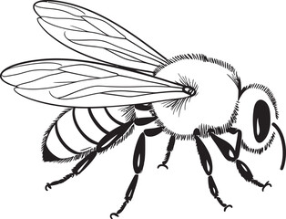 Stylish Bee Logo Design in Refined Black Vector Style Artistic Bee Vector Icon with Graceful Black Line Details