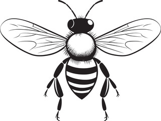 Modern Bee Vector Drawing Featuring Stylish Black Details Artistic Bee Illustration in Bold Black Vector Line Art