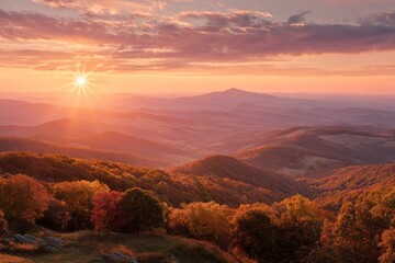 Autumnal Mountain Landscape at Sunrise