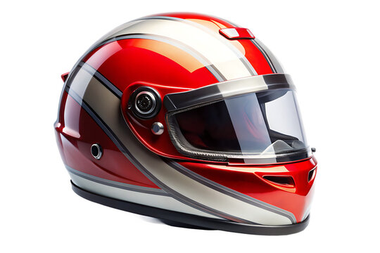 Race car halmet isolated -  on a white background AI