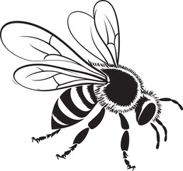 Beautiful Bee Vector Icon with Classic Black Linework Design Clean and Modern Bee Illustration in Bold Black Vector Art