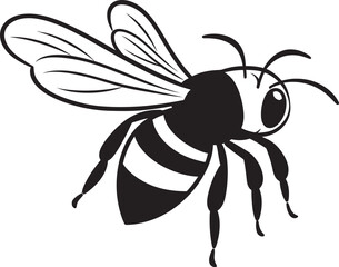 Elegant Bee Illustration Featuring Flowing Black Vector Art Artistic Bee Vector Drawing in Modern Black Line Design