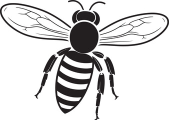Beautiful Bee Vector Drawing Featuring Artistic Black Lines Detailed Bee Illustration in Bold Black Vector Elements