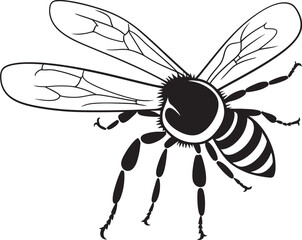 Artistic Bee Vector Drawing Featuring Sophisticated Black Details Stylish Bee Logo in Modern Black Vector Design Elements