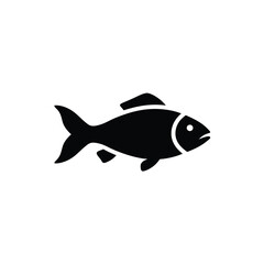 Simple Black Fish Icon Illustration for Seafood Restaurant Menu Design