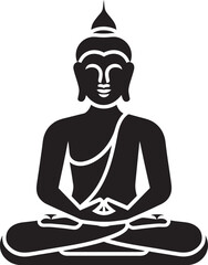 Buddha Meditation Pose Vector Black Silhouette Icon Buddha in Lotus Pose Black Line Vector Logo Design