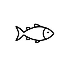 Simple Line Drawing of a Fish Icon for Seafood Restaurants and Menus