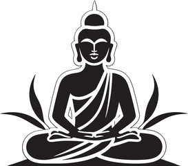 Buddha Sitting Calmly in Lotus Pose Vector Icon Vector Logo Design of Buddha in Lotus Meditation Pose