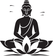 Buddha Lotus Position Vector Icon Black Logo Design Minimalist Buddha Vector Logo in Lotus Meditation Pose