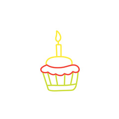 happy birthday line elements doodle