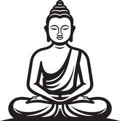 Peaceful Buddha Sitting Lotus Pose Vector Black Logo Buddha Lotus Pose Vector Icon Black Logo Design