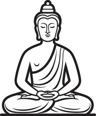 Buddha Sitting in Lotus Pose Vector Black Logo Icon Buddha in Lotus Position Vector Black Line Logo Design