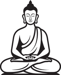 Buddha in Lotus Position Vector Black Line Logo Design Vector Buddha Lotus Pose Black Silhouette Logo Icon