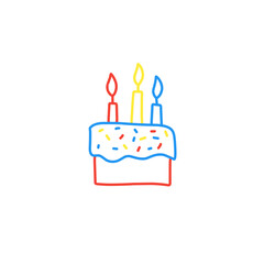 happy birthday line elements doodle