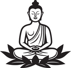 Buddha Sitting in Lotus Position Vector Black Icn Buddha Meditation Vector Black Logo in Lotus Pose