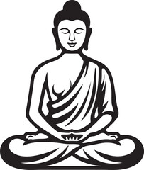 Buddha in Lotus Pose Vector Black Silhouette Logo Buddha Vector Logo Black Line Art Lotus Pose Icon