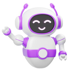 Futuristic Cute White Magenta AI 3D Robot Chatbot Mascot