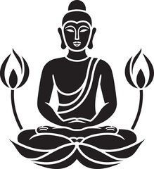 Buddha Sitting Calm Lotus Pose Vector Black Logo Buddha Lotus Pose Vector Black Logo Icon Design