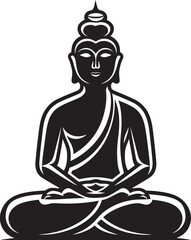 Buddha Sitting in Lotus Pose Vector Black Logo Silhouette Modern Buddha in Lotus Pose Vector Black Logo Icon