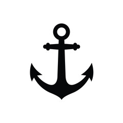 Simple Black Anchor Icon Isolated on White Background Nautical Maritime Symbol