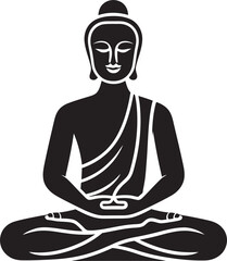 Buddha Meditation Pose Vector Black Logo Icon Design Buddha in Lotus Pose Vector Black Silhouette Logo Icon