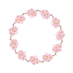 pink cherry blossom flower wreath border frame illustration