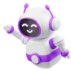 Futuristic Cute White Magenta AI 3D Robot Chatbot Mascot