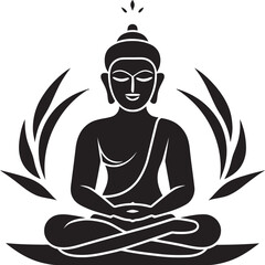 Minimalist Buddha Vector Art in Lotus Pose with Smooth Lines Peaceful Buddha in Lotus Position with Elegant Black Design