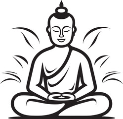 Black Vector Logo of Buddha in Classic Lotus Pose Calm Buddha Sitting in Lotus Pose Vector Black Logo Design