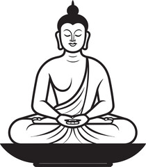 Buddha Silhouette Sitting Calmly in Lotus Pose Vector Buddha in Lotus Pose Vector Black Line Art Logo Icon