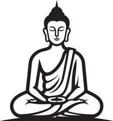 Artistic Black Buddha in Lotus Pose with Modern Vector Style Sophisticated Buddha Drawing in Lotus Meditation Pose