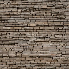 Obraz premium A detailed close-up of a traditional dry stone wall made of variously shaped and sized smooth, beige and brown stones, showcasing craftsmanship and natural textures