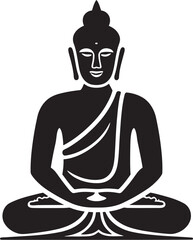 Minimalist Buddha Drawing in Lotus Pose with Bold Black Lines Peaceful Buddha in Lotus Position with Artistic Black Elements