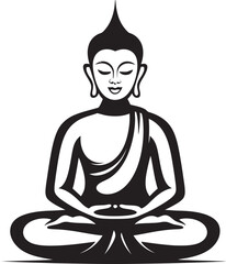 Buddha Vector Black Logo Icon in Lotus Meditation Pose Buddha Meditation Pose Vector Black Logo Icon Design